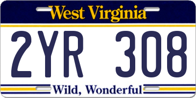 WV license plate 2YR308