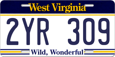 WV license plate 2YR309