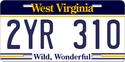 WV license plate 2YR310
