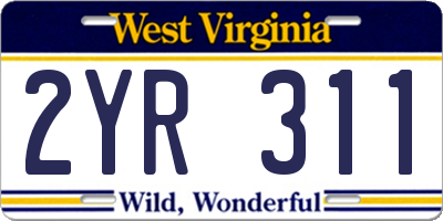 WV license plate 2YR311