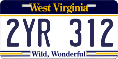WV license plate 2YR312