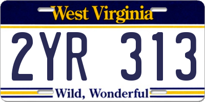 WV license plate 2YR313