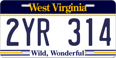 WV license plate 2YR314