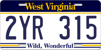 WV license plate 2YR315