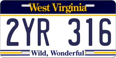 WV license plate 2YR316