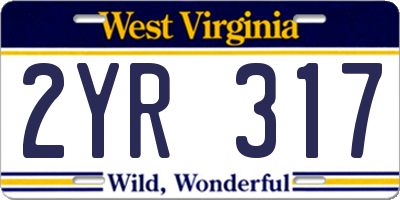 WV license plate 2YR317