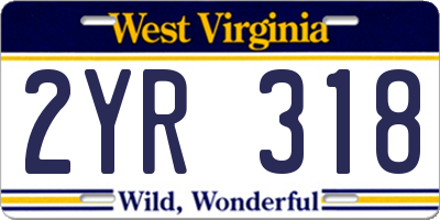 WV license plate 2YR318