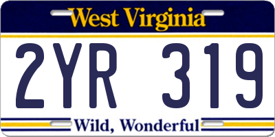 WV license plate 2YR319