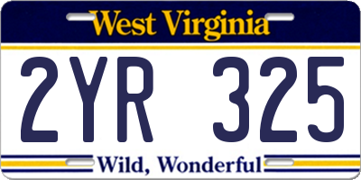 WV license plate 2YR325