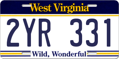 WV license plate 2YR331