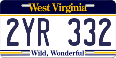 WV license plate 2YR332