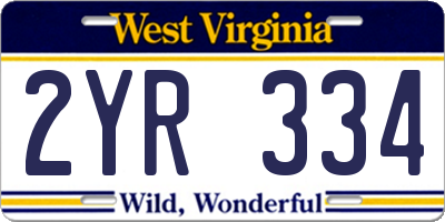 WV license plate 2YR334