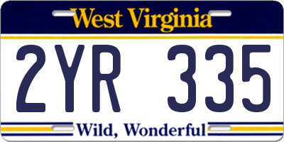 WV license plate 2YR335