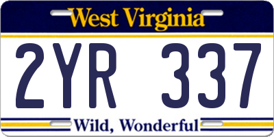 WV license plate 2YR337