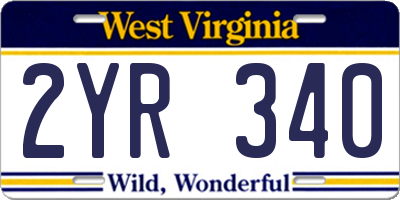 WV license plate 2YR340