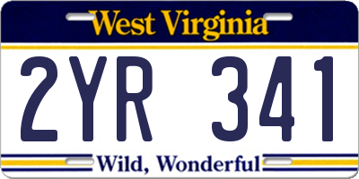 WV license plate 2YR341