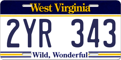 WV license plate 2YR343