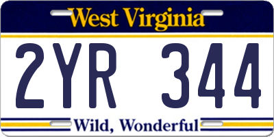 WV license plate 2YR344