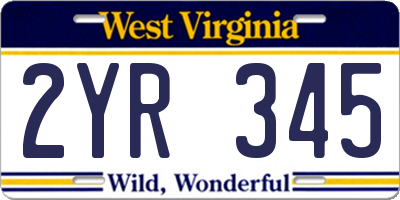 WV license plate 2YR345
