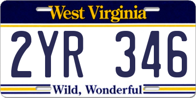 WV license plate 2YR346