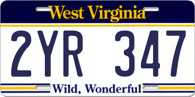 WV license plate 2YR347