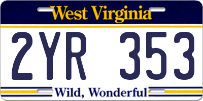 WV license plate 2YR353