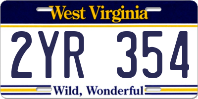 WV license plate 2YR354