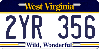 WV license plate 2YR356