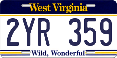 WV license plate 2YR359