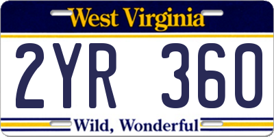 WV license plate 2YR360