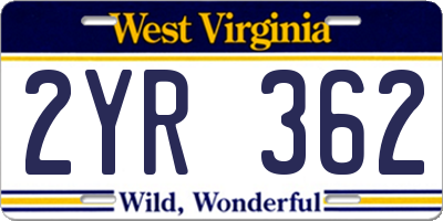 WV license plate 2YR362