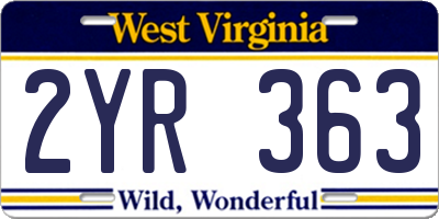 WV license plate 2YR363