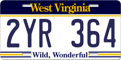 WV license plate 2YR364
