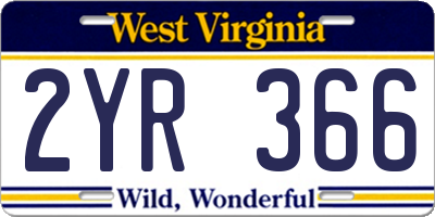 WV license plate 2YR366