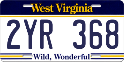 WV license plate 2YR368