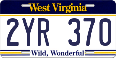 WV license plate 2YR370
