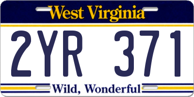 WV license plate 2YR371