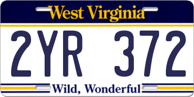 WV license plate 2YR372