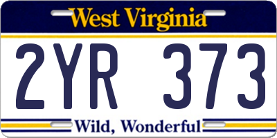 WV license plate 2YR373