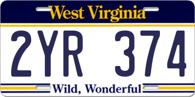 WV license plate 2YR374