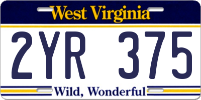 WV license plate 2YR375