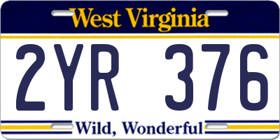 WV license plate 2YR376