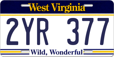 WV license plate 2YR377