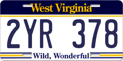 WV license plate 2YR378
