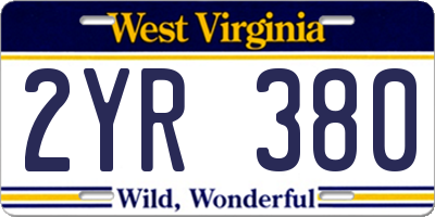 WV license plate 2YR380