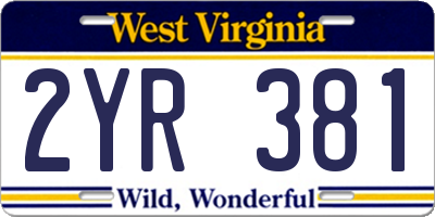 WV license plate 2YR381
