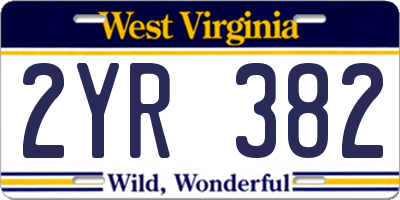 WV license plate 2YR382