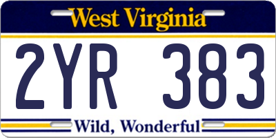 WV license plate 2YR383