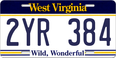 WV license plate 2YR384