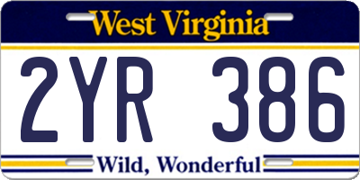 WV license plate 2YR386